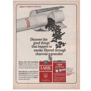 Lark Cigarettes Advertisement Vintage 1960s Tobacciana Charcoal Filter 3 Color